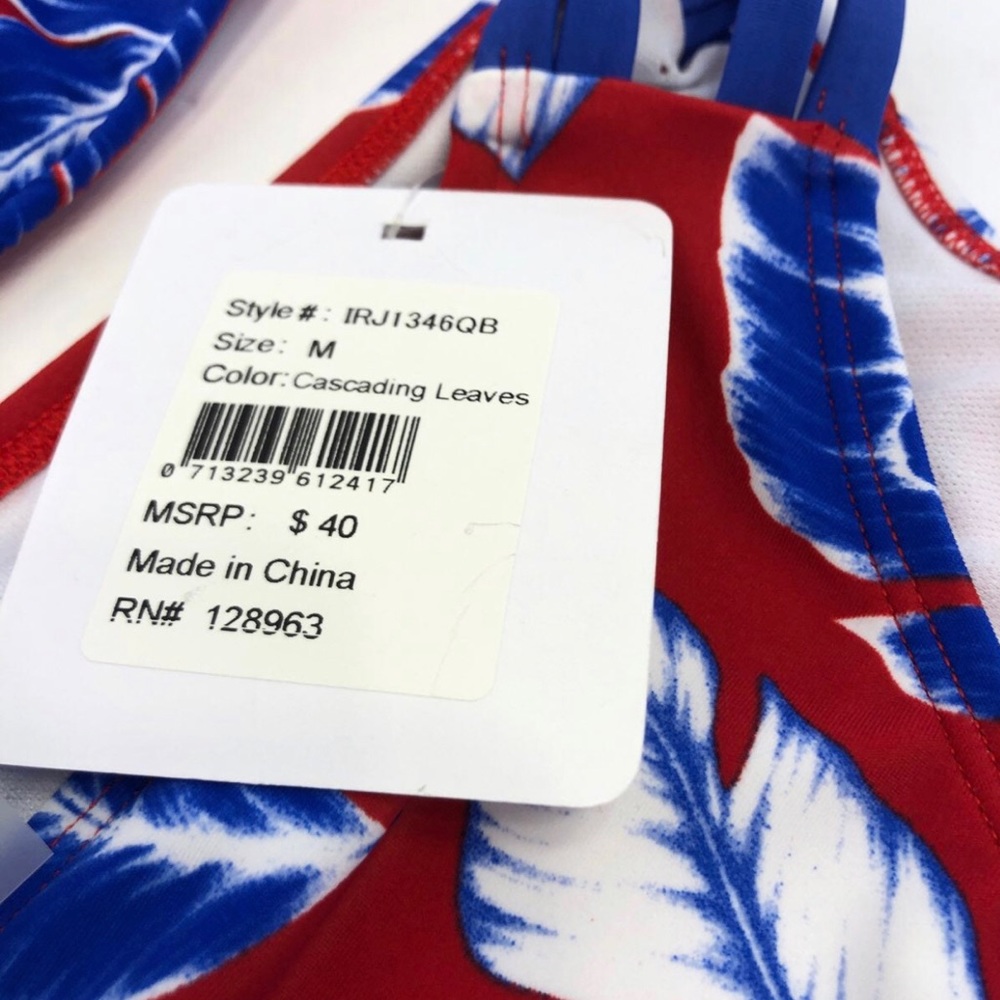 bikini set NWT size M cascading leaves crisscross back - Picture 3 of 6